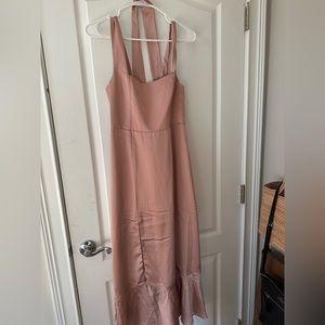 Show me your mumu rose gold luxe satin Claire midi dress never worn!